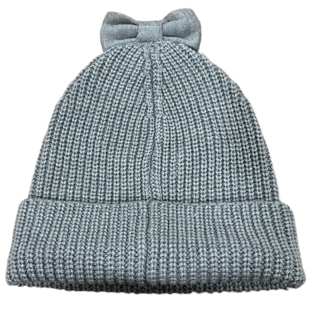 Kate Spade Knit Beanie Winter Hat With Bow NEW WITH TAGS Gray Knit Winter Hat